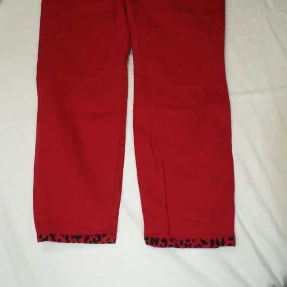 Flattering Red Leopard Jeans Size 14 Stretchy Comfy - Picture 7 of 16